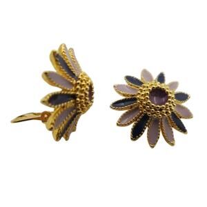 Vintage EISENBERG ICE Enamel Flower Clip Earrings on Original Card